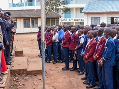 CS Education Addressing the School after his arrival.
